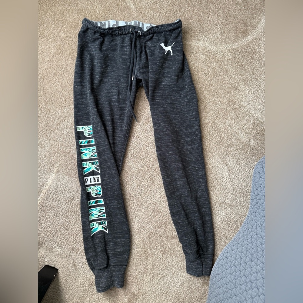 Victoria's Secret PINK Black Joggers tropical size small